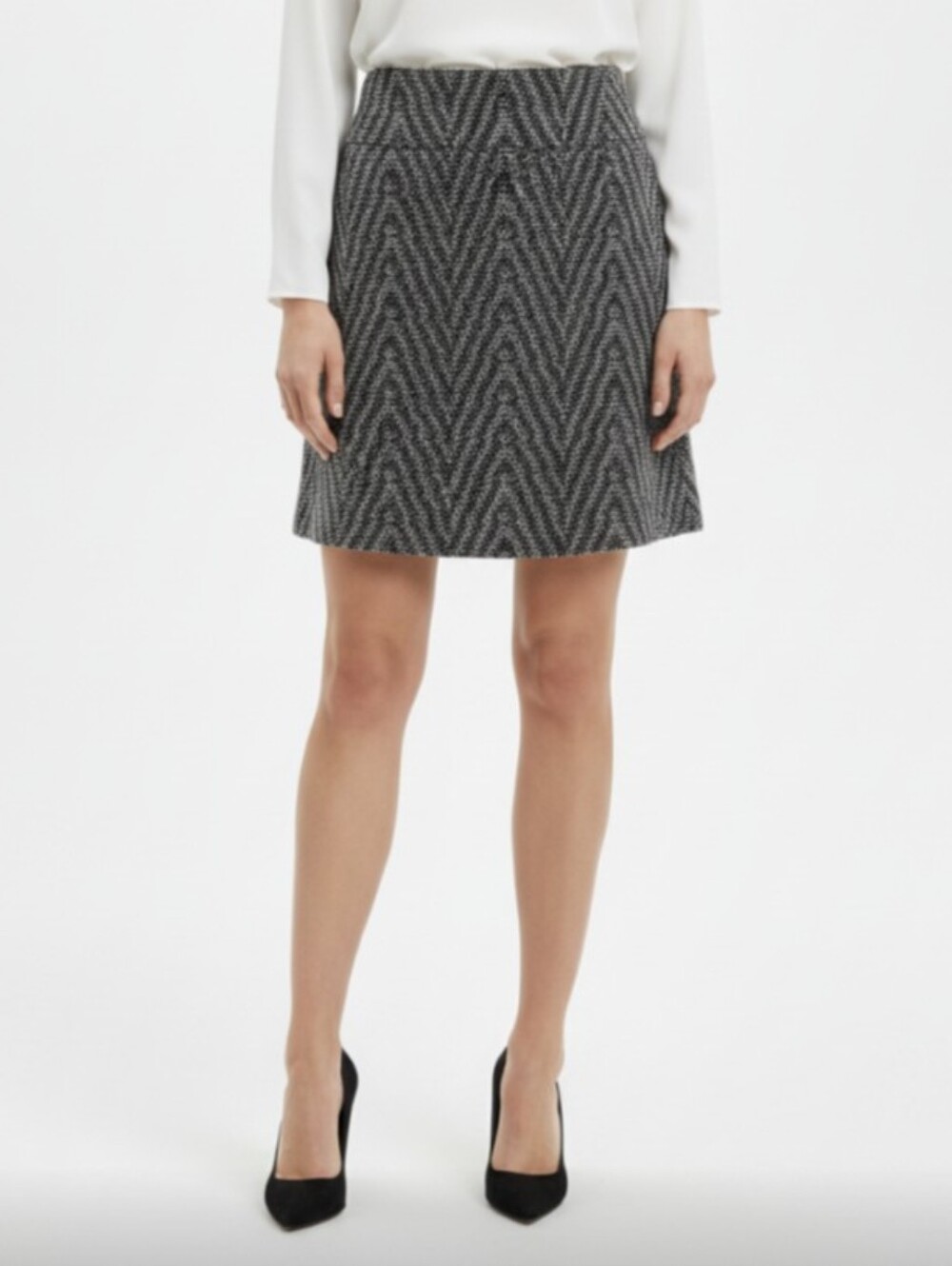 ANN TAYLOR LOFT! WOOL BLEND NUBBY FINISH, BLACK & WHITE TWEED SKIRT! SZ 6